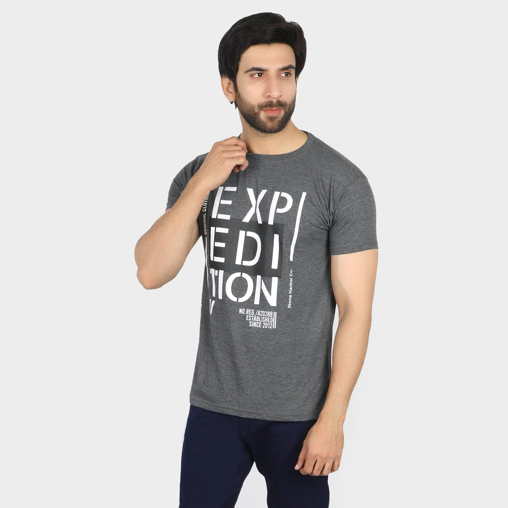 Men's Half Sleeves T-Shirt - Grey, Men's T-Shirts & Polos, Chase Value, Chase Value