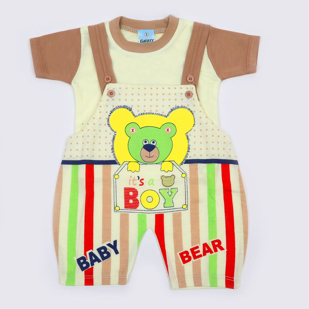 Newborn Boys Half Sleeves Romper - Light Brown, Newborn Boys Rompers, Chase Value, Chase Value