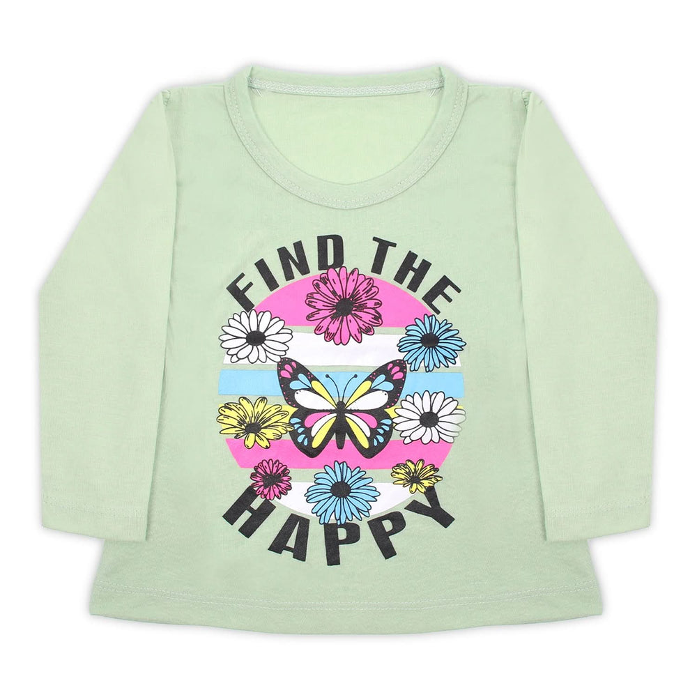 Girls Full Sleeves T-Shirt - Light Green, Girls T-Shirts, Chase Value, Chase Value