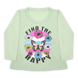 Girls Full Sleeves T-Shirt - Light Green, Girls T-Shirts, Chase Value, Chase Value