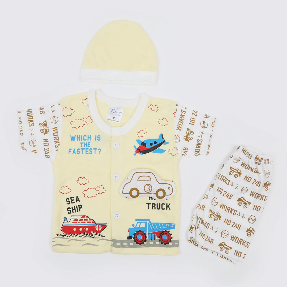 Newborn Boys Half Sleeves Suit - Lemon, Newborn Boys Sets & Suits, Chase Value, Chase Value