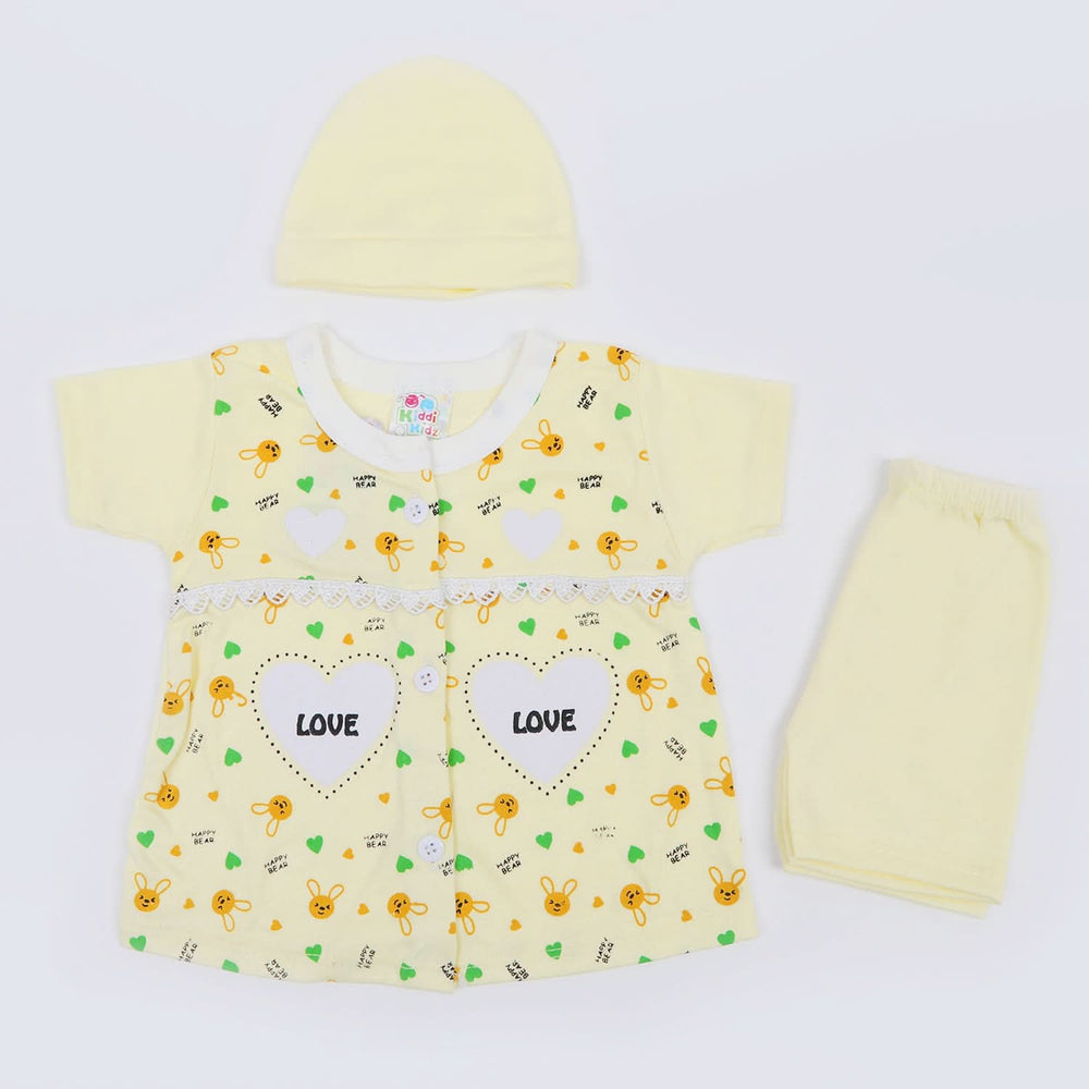 Newborn Girls Half Sleeves Suit - Lemon, Newborn Girls Sets & Suits, Chase Value, Chase Value