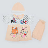 Newborn Girls Half Sleeves Suit - Peach, Newborn Girls Sets & Suits, Chase Value, Chase Value