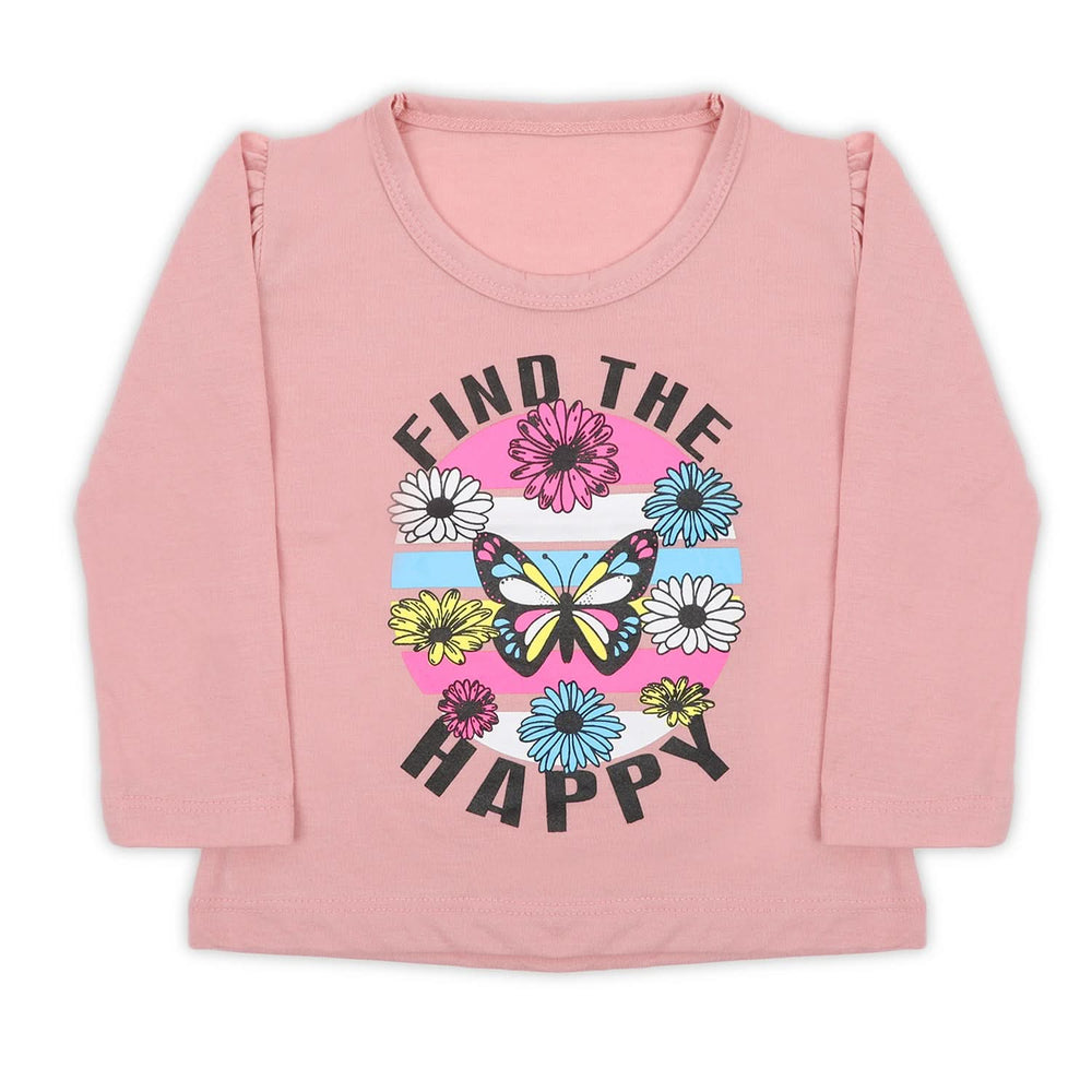 Girls Full Sleeves T-Shirt - Tea Pink, Girls T-Shirts, Chase Value, Chase Value