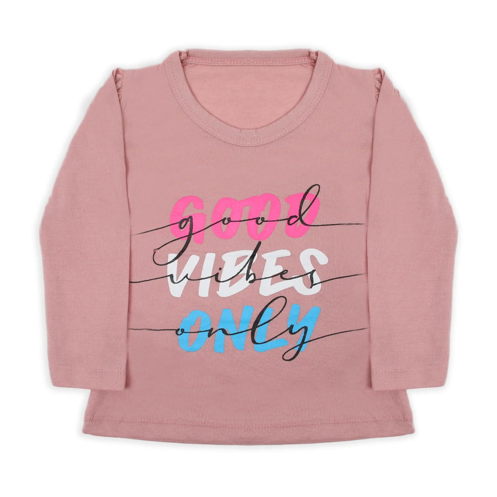 Girls Full Sleeves T-Shirt - Tea Pink, Girls T-Shirts, Chase Value, Chase Value