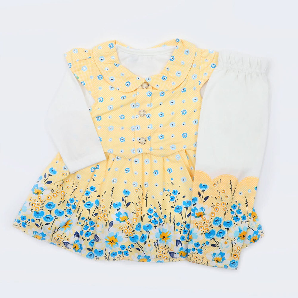 Newborn Girls Full Sleeves Suit - Yellow, Newborn Girls Sets & Suits, Chase Value, Chase Value