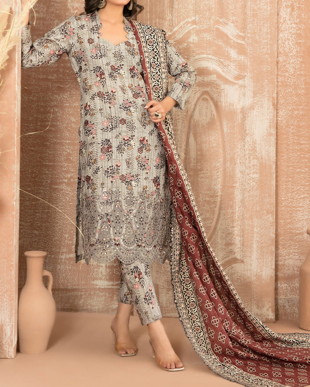 Tawakkal Aabroo Khaddar Printed Embroidered Suit - 3 Pc, Women, 3Pcs Shalwar Suit, Tawakkal Fabrics, Chase Value