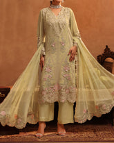 Zarineh Aina Chiffon Luxury Embroidered Suit - 3 Pc