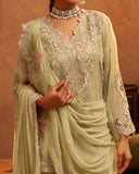 Zarineh Aina Chiffon Luxury Embroidered Suit - 3 Pc