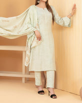 Tawakkal Abiha Stripe Leather Peach Suit with Shawl - 3 Pc