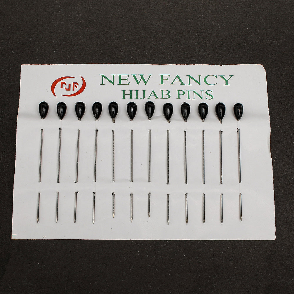 Scarf Pin Card Pack Of 12 - Black, Women Scarf Pins & Brooches, Chase Value, Chase Value