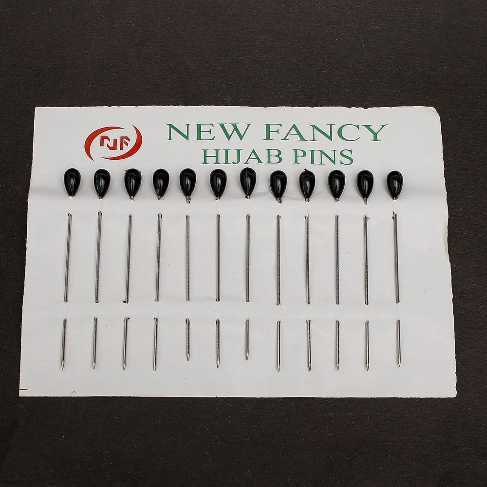 Scarf Pin Card Pack Of 12 - Black, Women Scarf Pins & Brooches, Chase Value, Chase Value