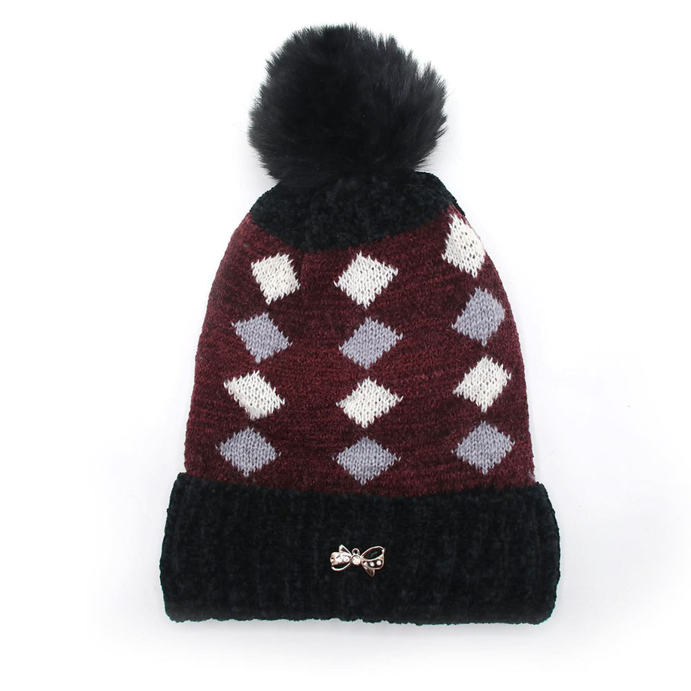 Women's Woolen Cap - Black, Women Caps & Hats, Chase Value, Chase Value