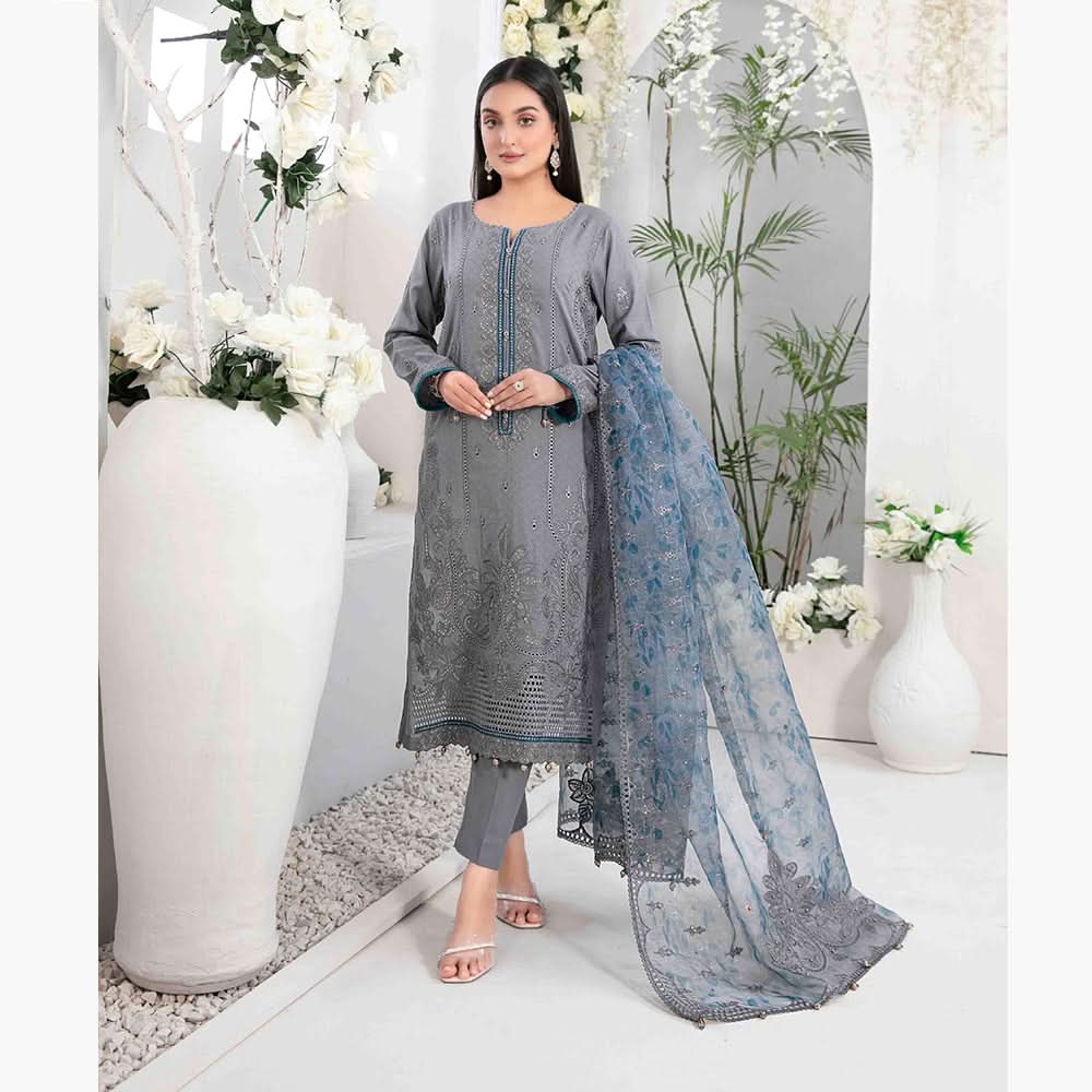 Adina Jacquard Embroidered Unstitched 3Pcs Suit - D-9186, Women, 3Pcs Shalwar Suit, Tawakkal Fabrics, Chase Value