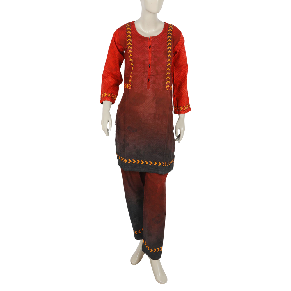 Women's Digital Printed Khaddar 2pcs Suit - Maroon, Women Shalwar Suits, Chase Value, Chase Value