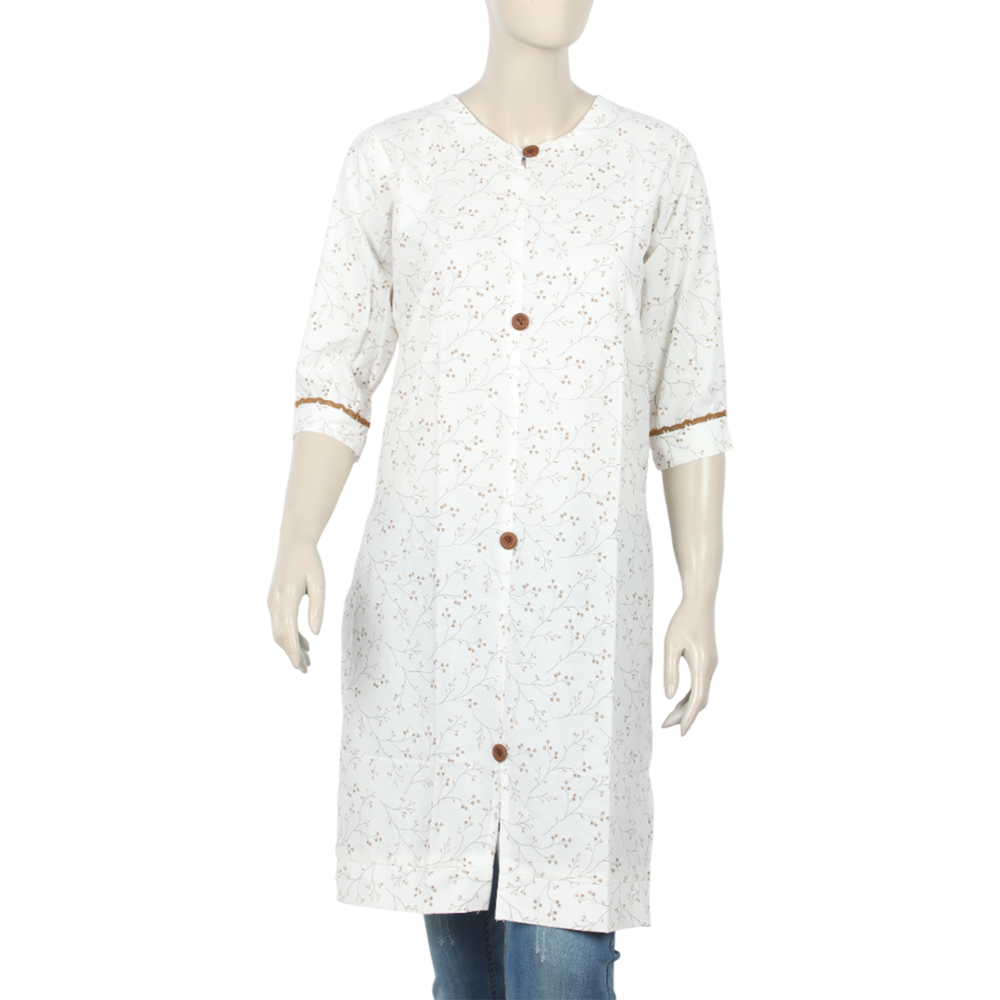 Women's Printed Kurti - White, Women Ready Kurtis, Chase Value, Chase Value