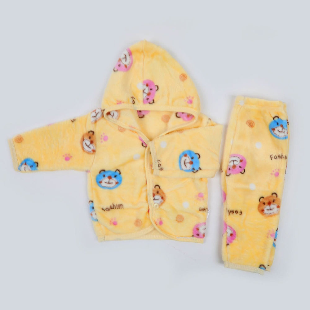 Newborn Boys Full Sleeves Hooded Suit - Yellow, Newborn Boys Sets & Suits, Chase Value, Chase Value
