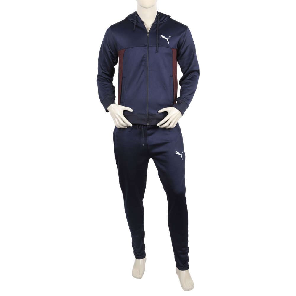 Men's Full Sleeves Fleece Zipper Track Suit - Navy Blue, Men's Track Suits, Chase Value, Chase Value