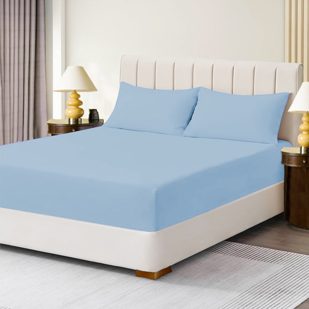 Single Bed Fitted Sheet - Sky Blue, Single Size Bed Sheet, Chase Value, Chase Value