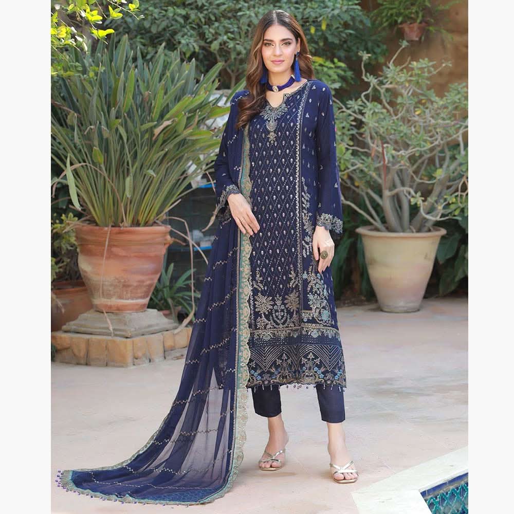 Schick Basant Heavy Chiffon Semi Stitched Embroidered 3Pcs Suit, Women, 3Pcs Shalwar Suit, MI Creation, Chase Value