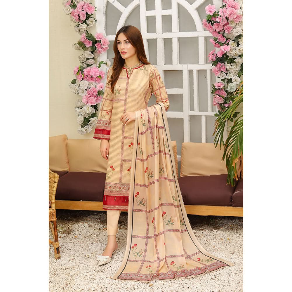 Bareera Zari Lawn Digital Printed 3Pcs Unstitched Suit With Lawn Dupatta - 6, Women, 3Pcs Shalwar Suit, Rana Arts, Chase Value