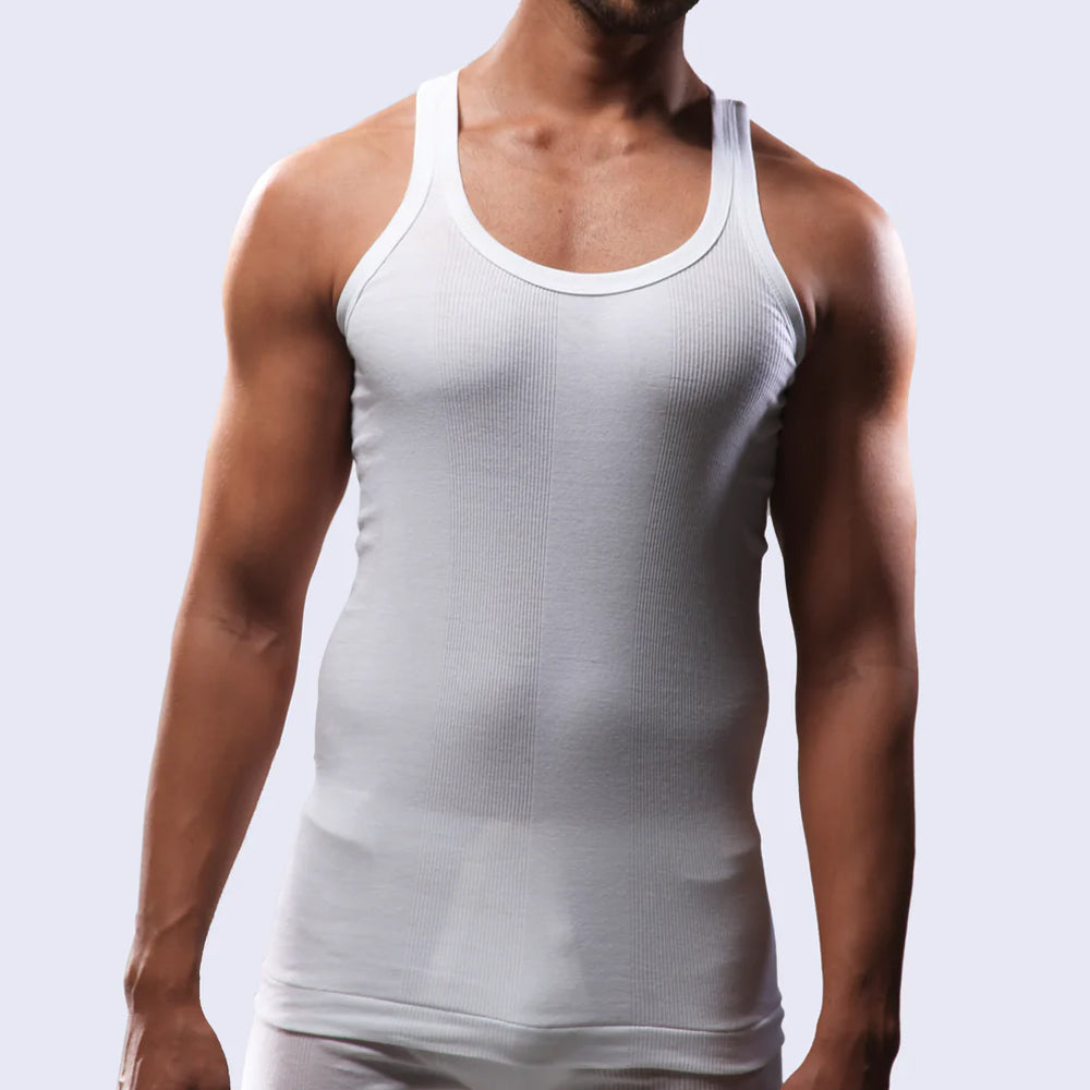 Bigben Rib Sando Vest - White, Men's Vest, Bigben, Chase Value