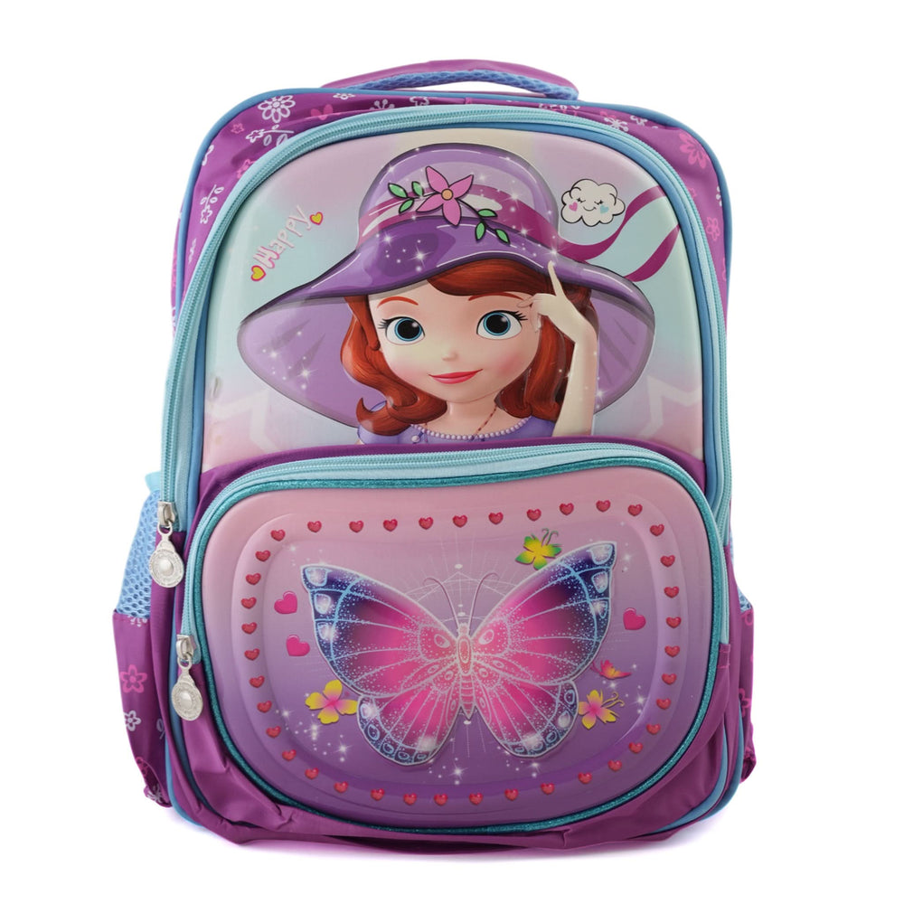 Kids Character Backpack – 18" School Bag with Cartoon Print - Purple, School Bags, Chase Value, Chase Value