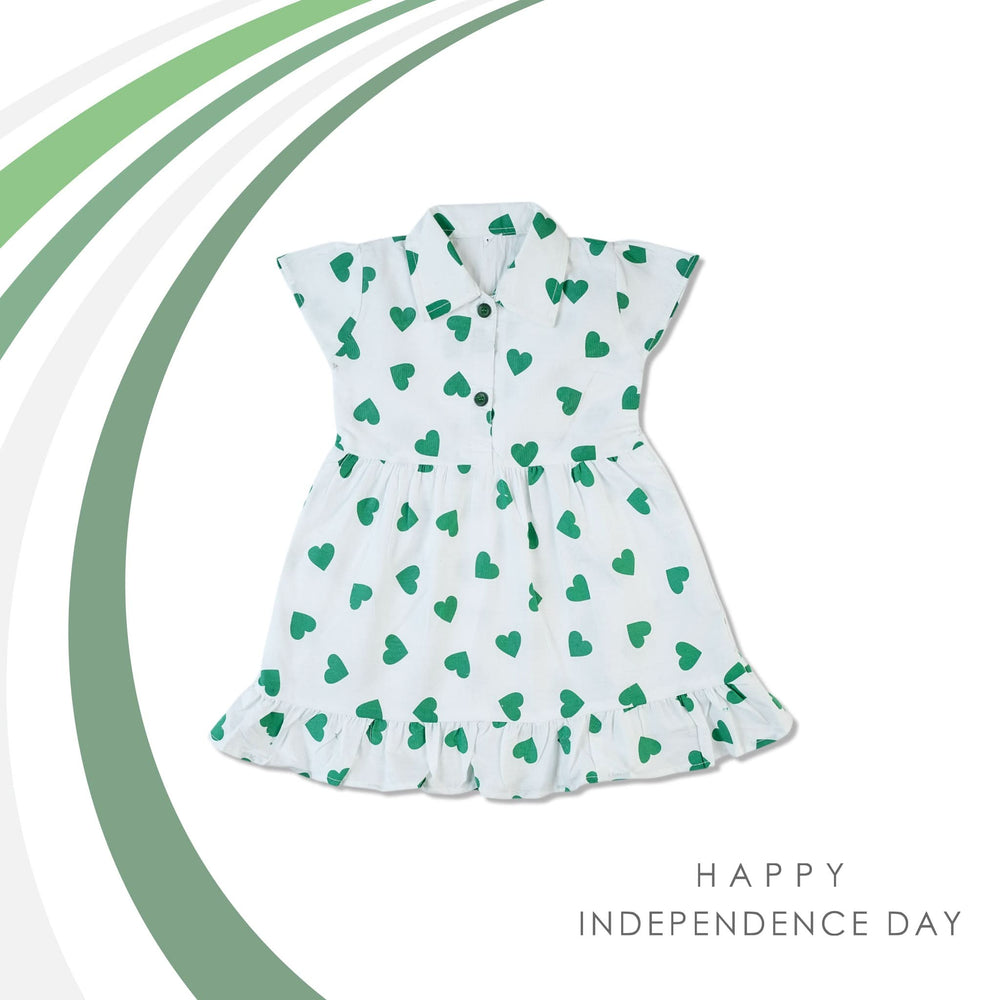 Girls Printed Azadi Frock - White, Girls Frocks, Valuable, Chase Value