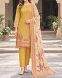 Noor Collection Aneela's Peach Dhanak Embroidered Suit - 3 Pc