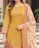 Noor Collection Aneela's Peach Dhanak Embroidered Suit - 3 Pc
