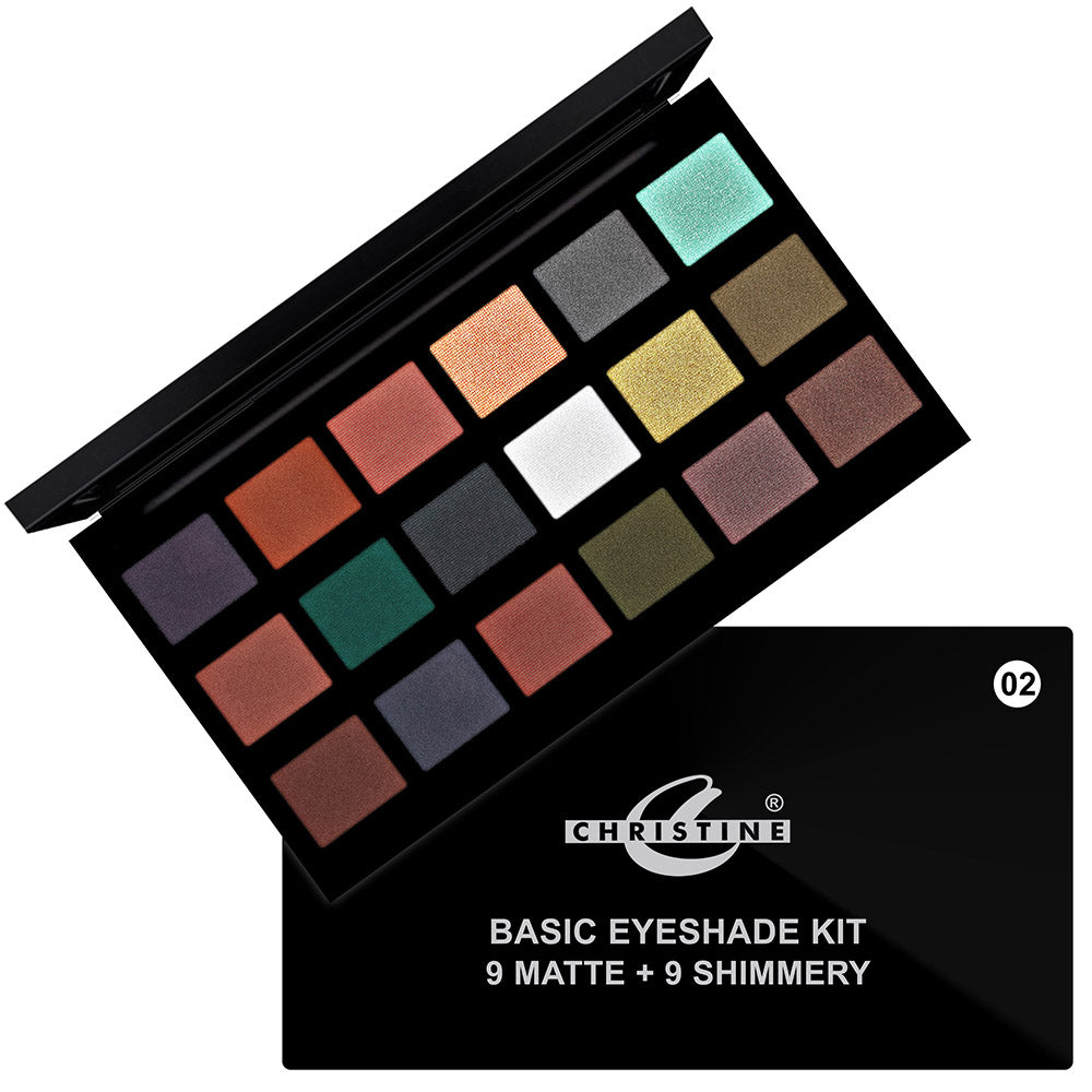 Christine Basic Eye Shades Kit 9 Matte + 9 Shimmery - 02, Makeup Kits & Pallets, Christine, Chase Value