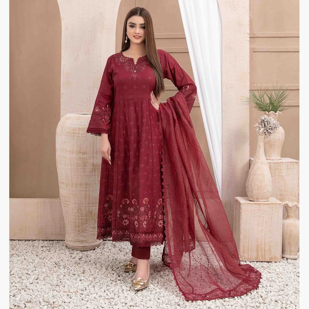 Nezarah Jacquard Emroidered Unstitched 3Pcs Suit - D-9156, Women, 3Pcs Shalwar Suit, Tawakkal Fabrics, Chase Value