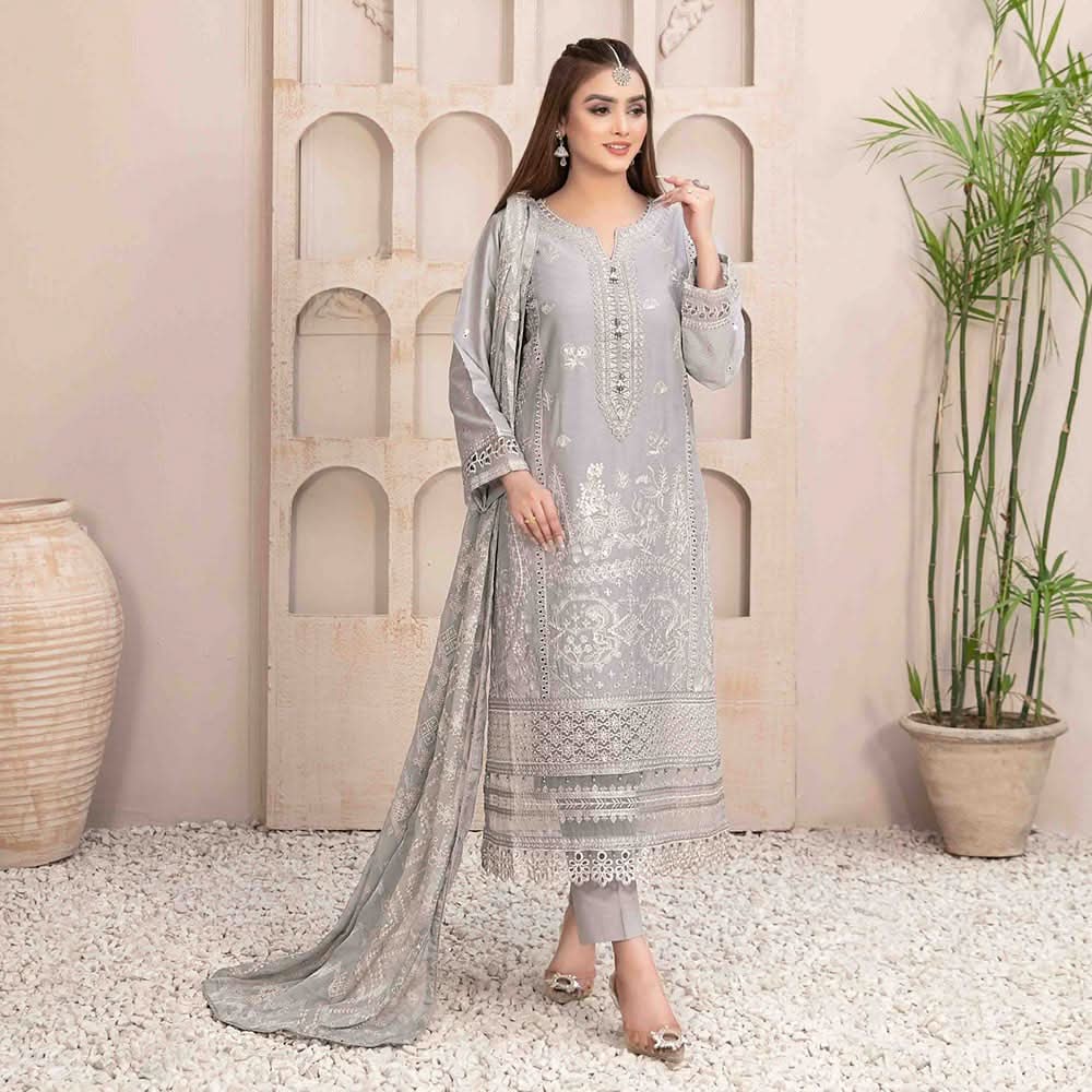 Nezarah Jacquard Emroidered Unstitched 3Pcs Suit - D-9160, Women, 3Pcs Shalwar Suit, Tawakkal Fabrics, Chase Value