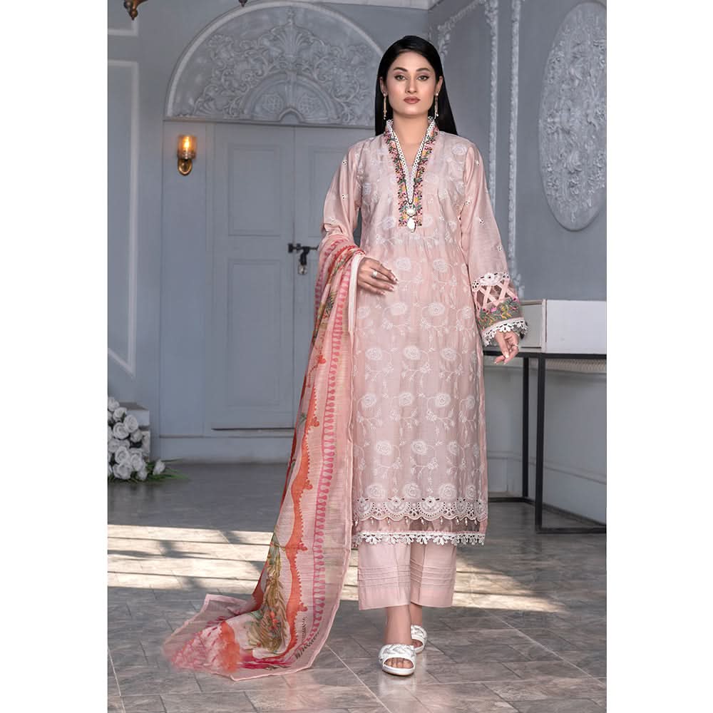 Noor Jahan Mushk Printed Lawn Chikenkari Embroidered Unstitched 3Pcs Suit, Women, 3Pcs Shalwar Suit, Chase Value, Chase Value
