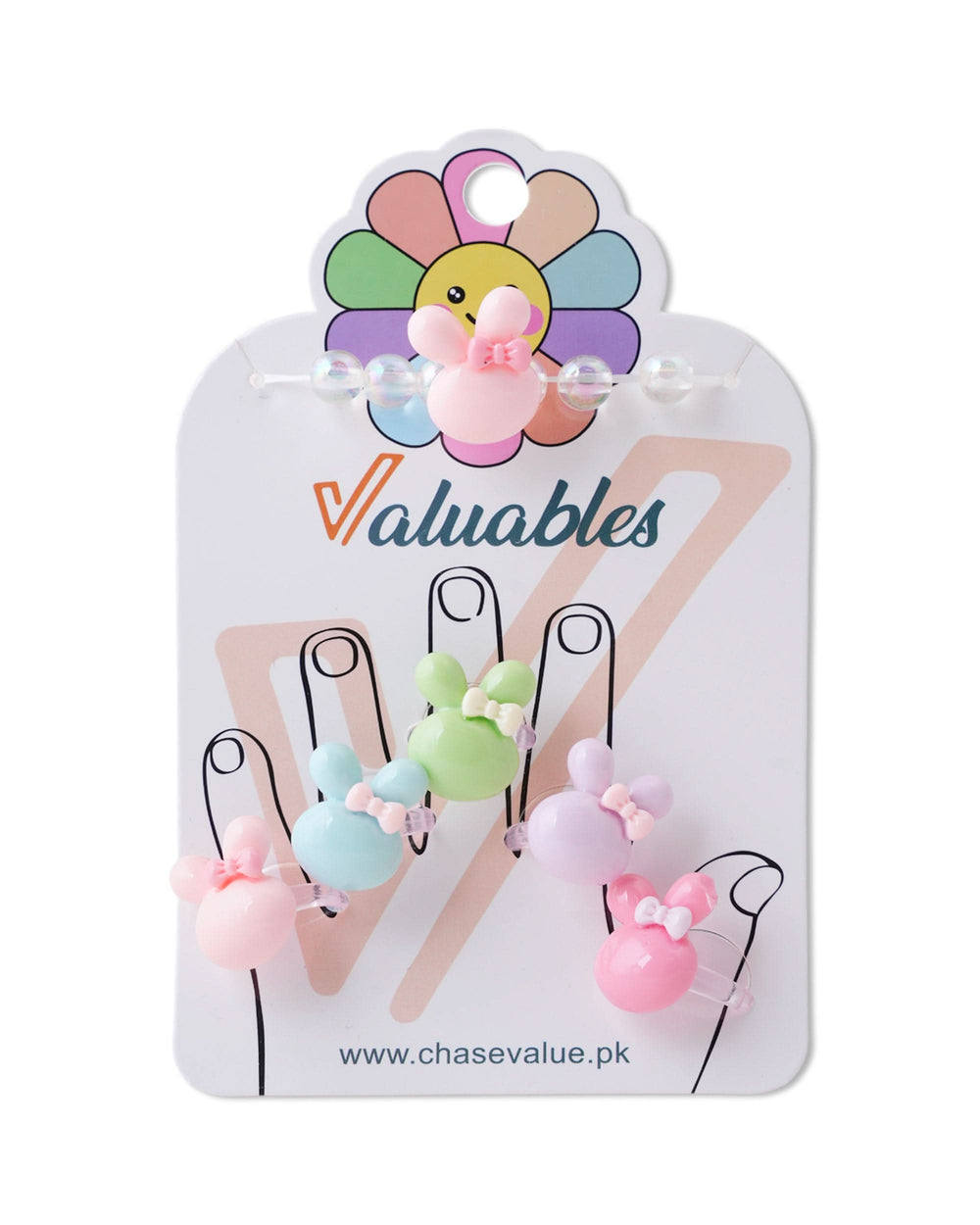 Children Rings + Bracelets Card-Multi Color, Girls Finger Rings, Chase Value, Chase Value