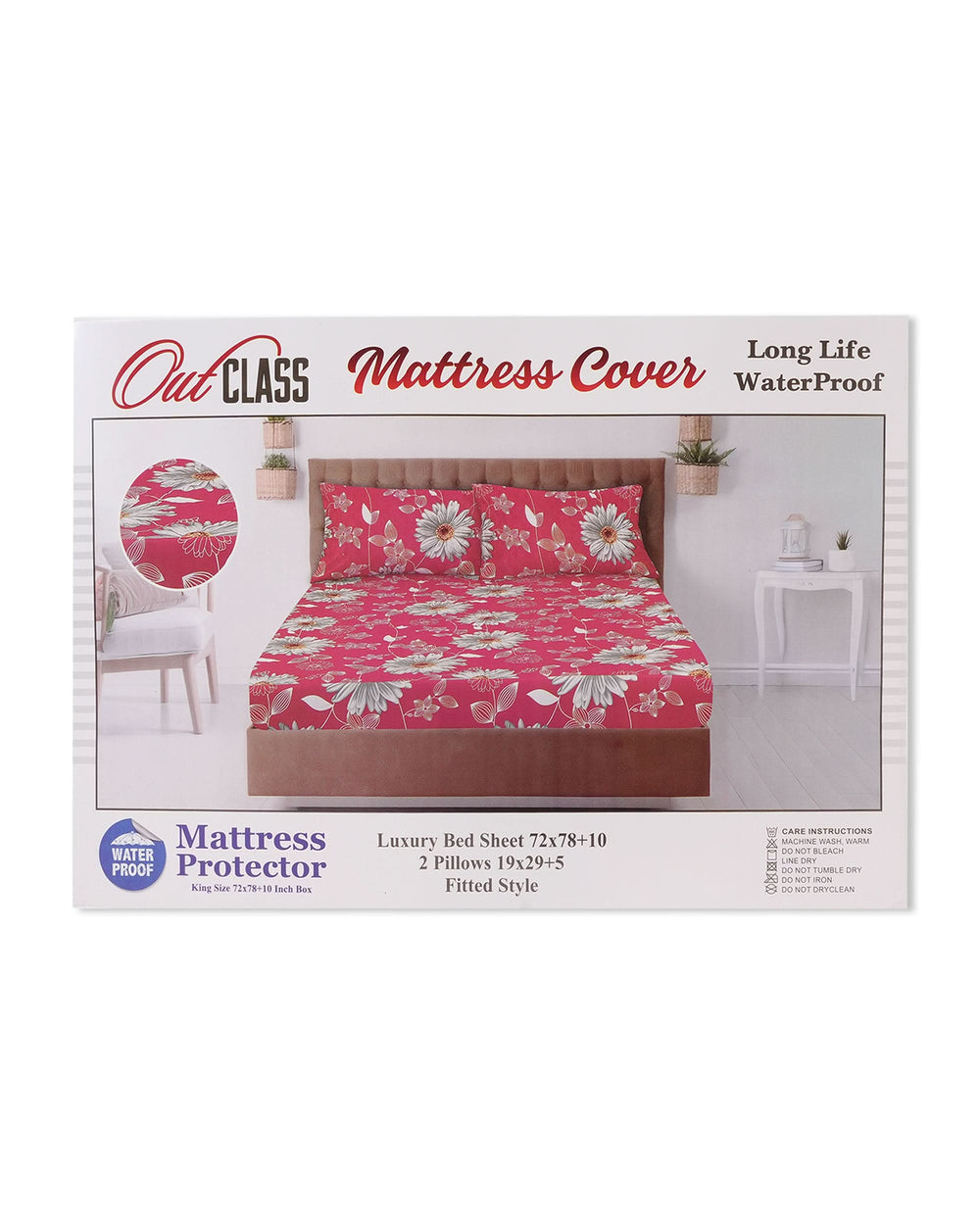 King Quilted Printed Waterproof Mattress Protector 72X78, Mattress Protector, Chase Value, Chase Value