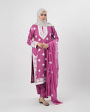 Valuables Women’s Embroidered Raw Silk 3Pcs Suit