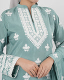 Valuables Women’s Embroidered Raw Silk 3Pcs Suit