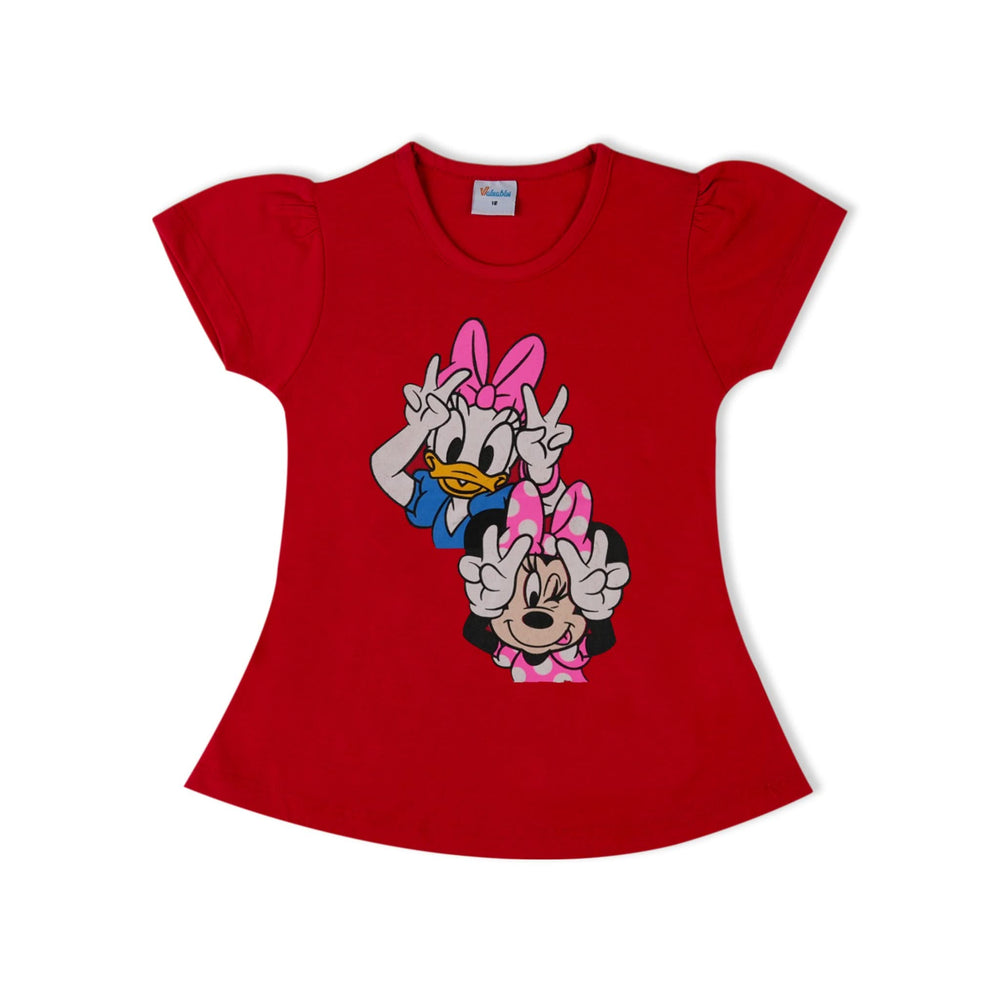 Girl's Half Sleeves T-Shirt - Red, Girls T-Shirts, Chase Value, Chase Value