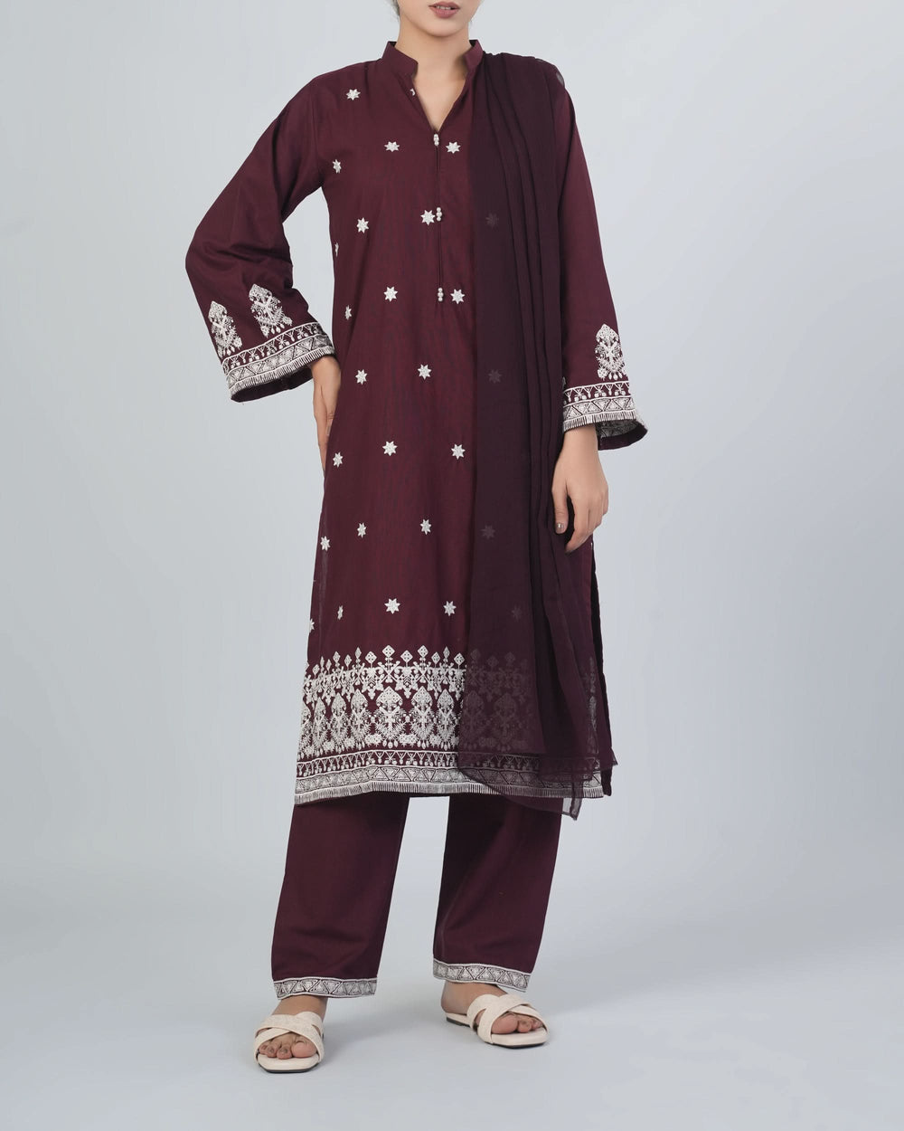 Women's Khaddar Embroidered 3Pcs Suit, Women Shalwar Suits, Chase Value, Chase Value