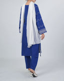 Women's Embroidered Wider Length 3 Pcs Suit - Blue, Women Shalwar Suits, Chase Value, Chase Value