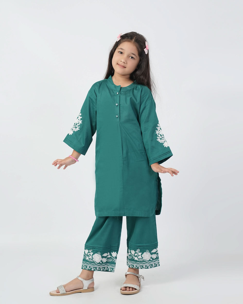 Eminent Girls Embroidered 02 Pcs Suit - Teal, Girls Shalwar Kameez, Eminent, Chase Value