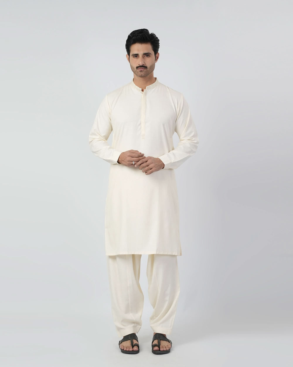 Eminent Men's Embroidered Kurta Shalwar Suit - Cream, Men's Shalwar Kameez, Eminent, Chase Value