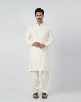 Eminent Men's Embroidered Kurta Shalwar Suit - Cream