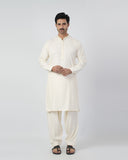 Eminent Men's Embroidered Kurta Shalwar Suit - Cream