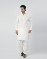 Eminent Men's Plain Shalwar Suit - White