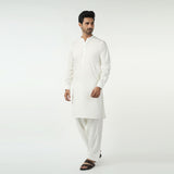 Eminent Men's Trim Fit Plain Shalwar Suit - Off White, Men's Shalwar Kameez, Eminent, Chase Value