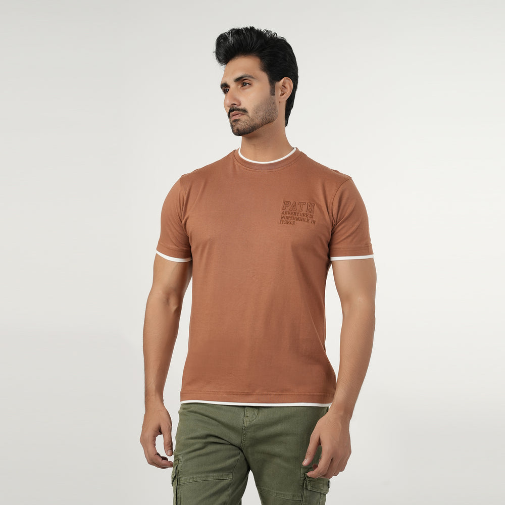 Eminent Men's Half Sleeves Round Neck T-Shirt - Brown, Men's T-Shirts & Polos, Eminent, Chase Value