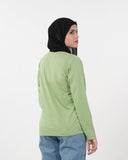 Women's Full Sleeves Printed T-Shirt - Light Green, Women T-Shirts & Tops, Chase Value, Chase Value
