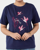 Eminent Women Printed Half Sleeves T-Shirt - Medival Blue, Women T-Shirts & Tops, Eminent, Chase Value